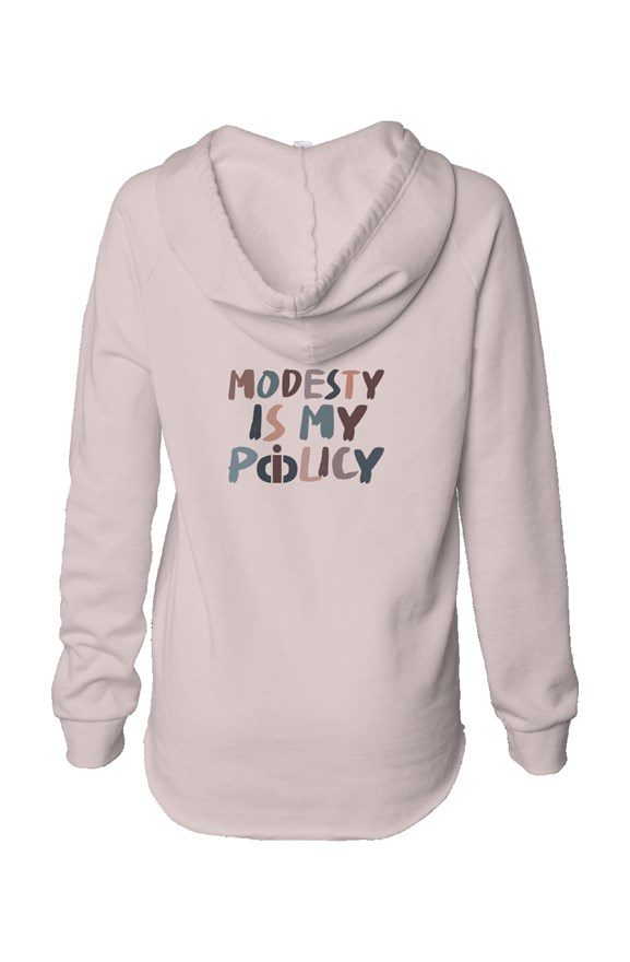 Modesty Is My Policy Lightweight Wash Hooded Sweatshirt